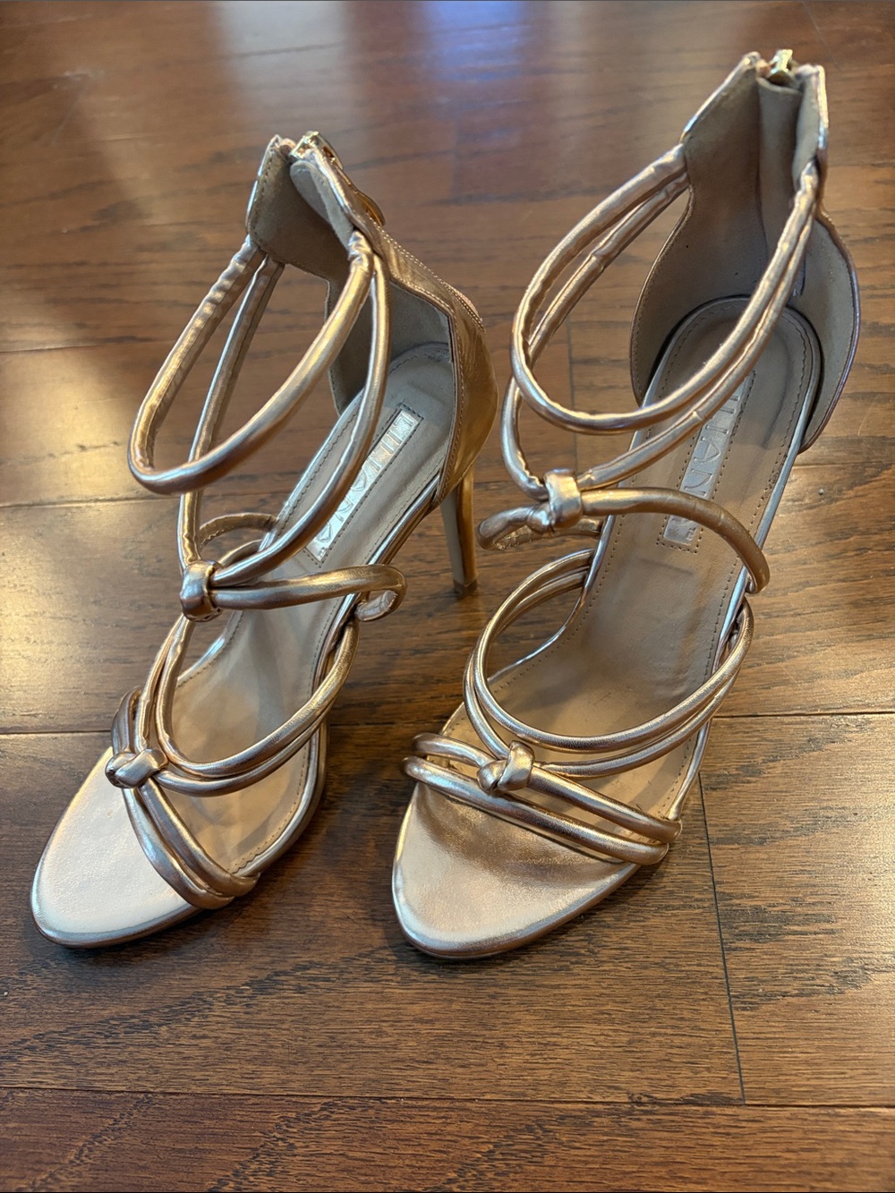 Liliana Rose Gold Strappy High Heel Sandals
